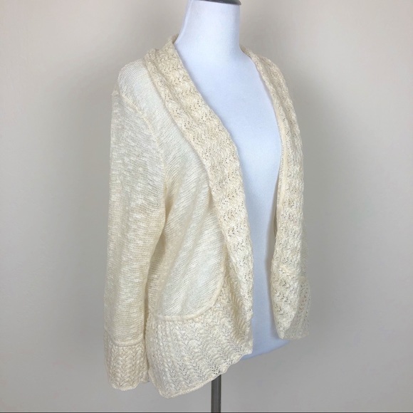 torrid Sweaters - Torrid Knit Cream Cardigan with Crochet Accents
